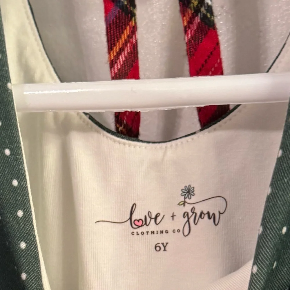 Love & Grow Merry Little Plaid Twirl Flannel Christmas Dress Girl 6Y